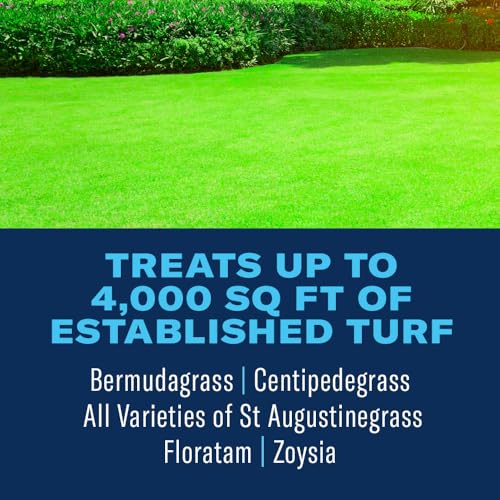 BioAdvanced southern lawn coverage up to 4000 sq ft supports lush, green grass.