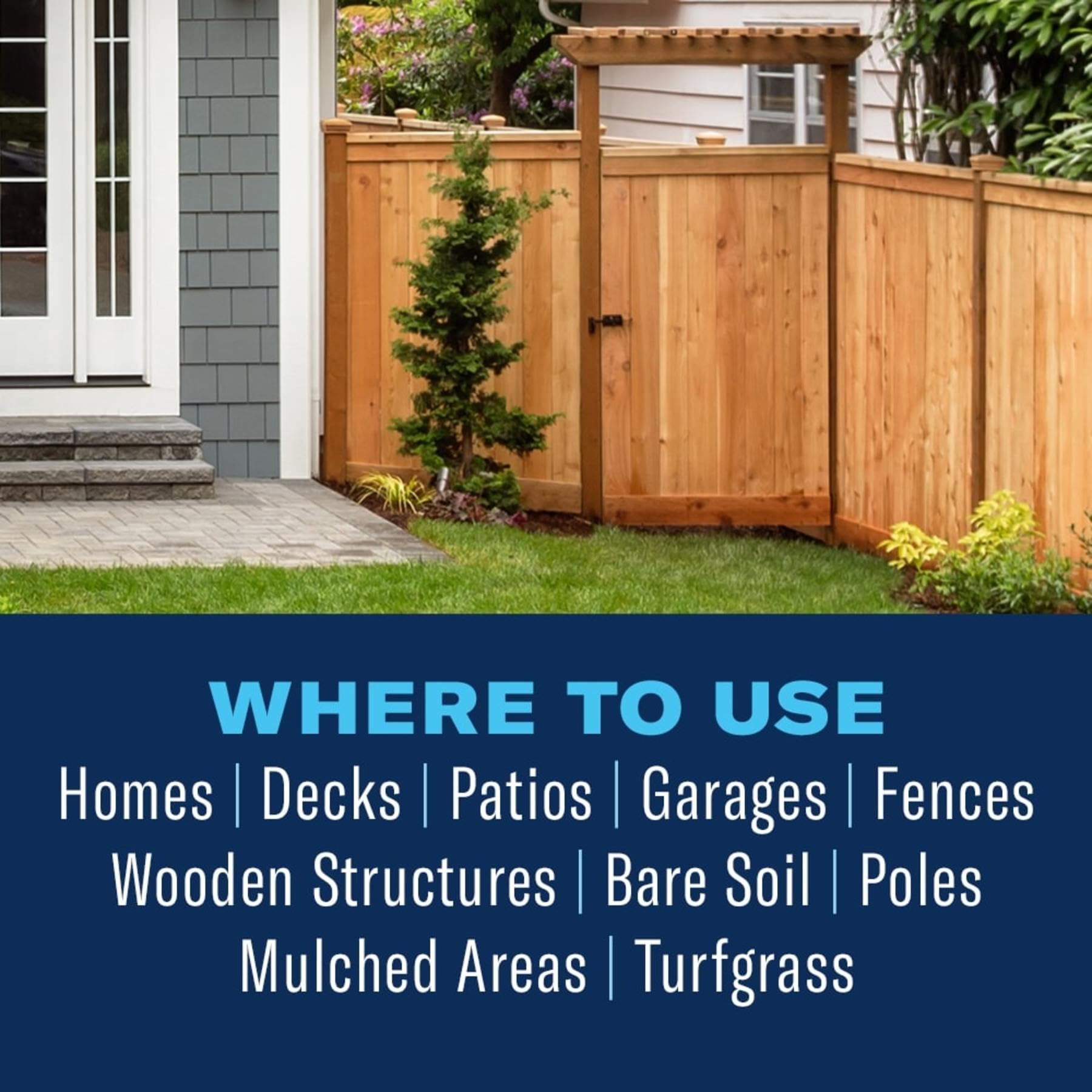 BioAdvanced granules near wood piles and fence posts for protection.