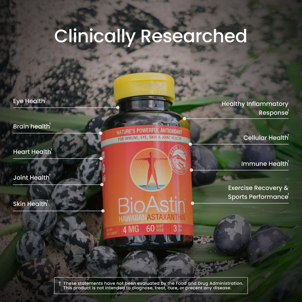 BioAstin Hawaiian astaxanthin label detail highlighting natural carotenoids