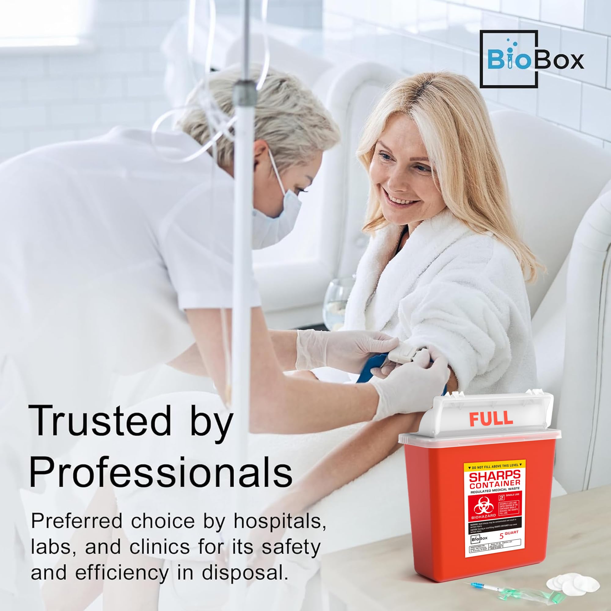 BioBox Sharps Container Small labeled for OSHA and EPA compliance