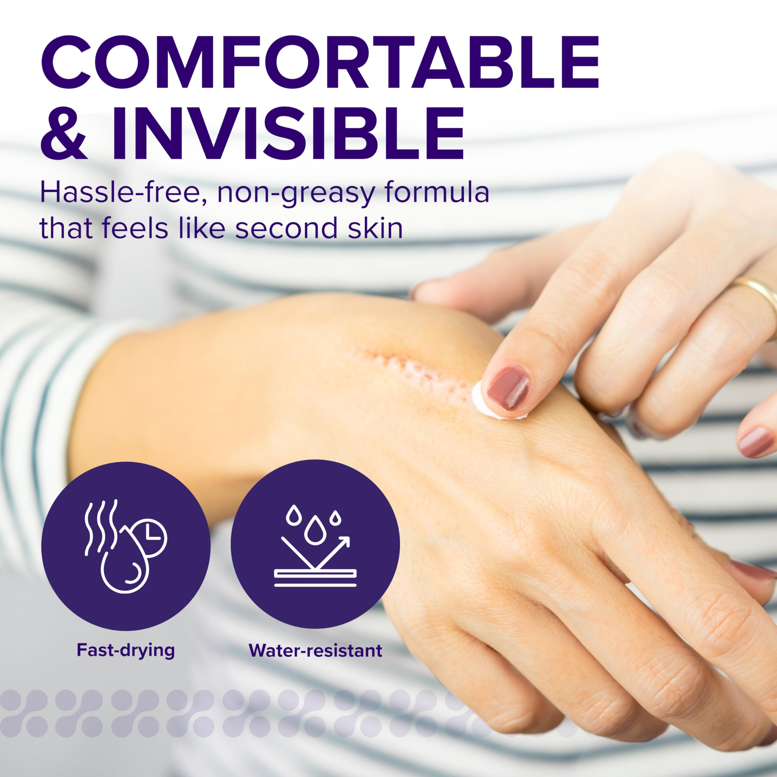 BIOCORNEUM application on skin showing thin protective layer forming over scar.