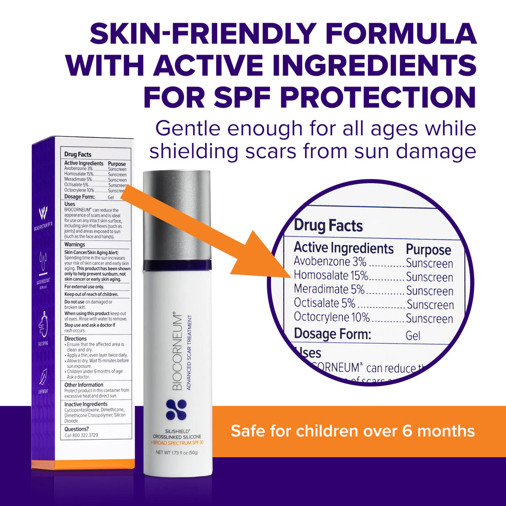 BIOCORNEUM patient applying scar gel as part of daily care routine.