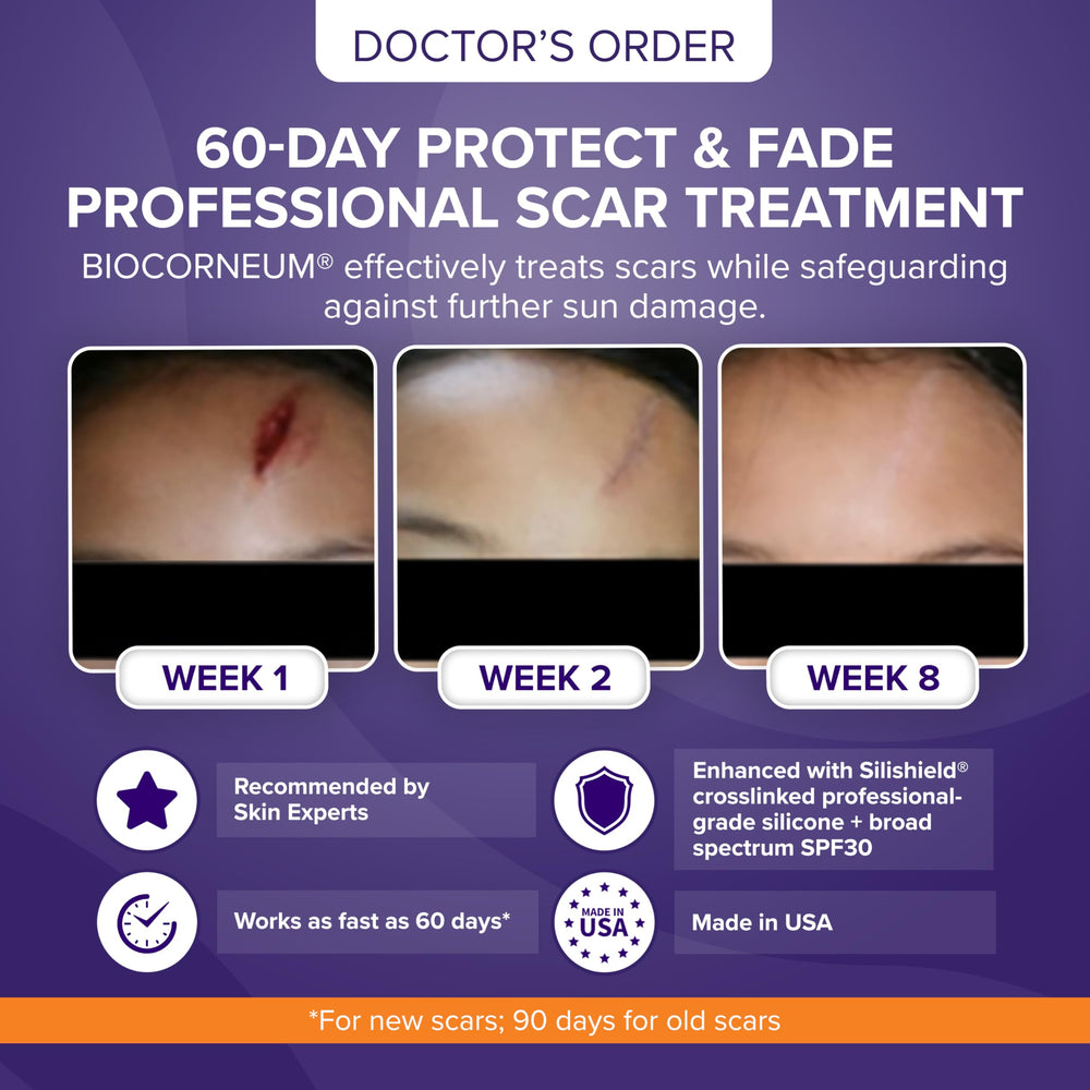 BIOCORNEUM Silishield silicone technology closeup illustrating protective scar layer.