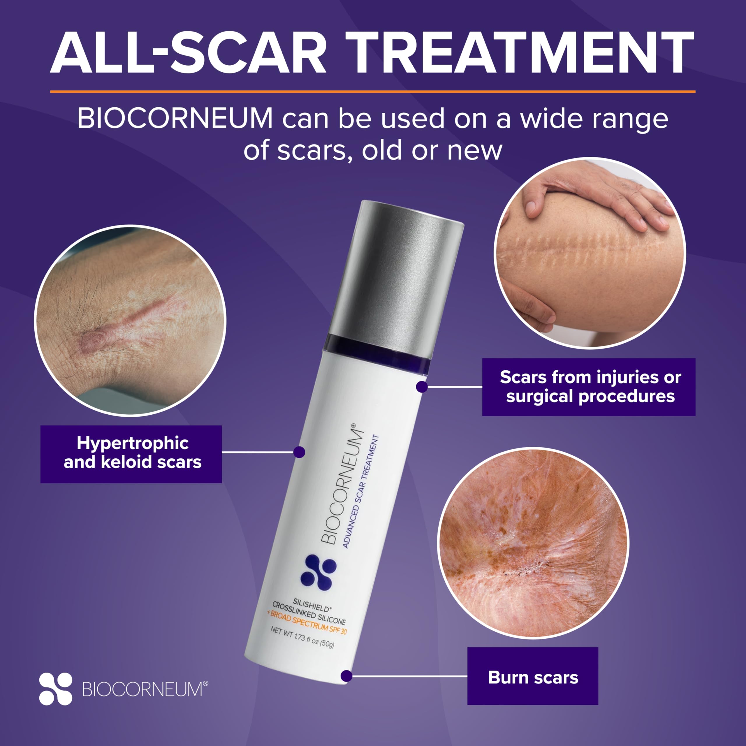 BIOCORNEUM USA-made packaging emphasizing quality and dermatologist-inspired formula.