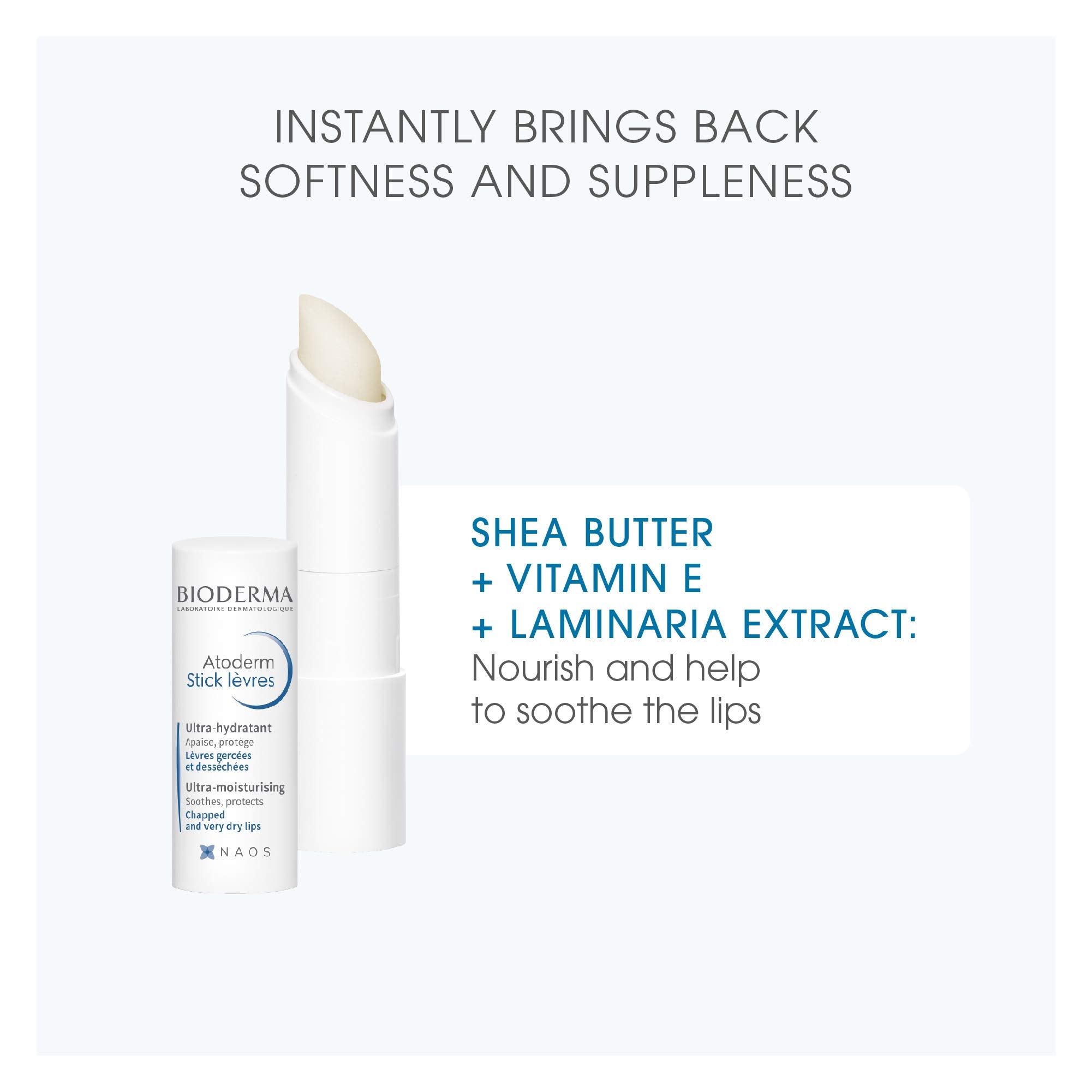 Bioderma Atoderm Lip Stick applied on lips for instant comfort
