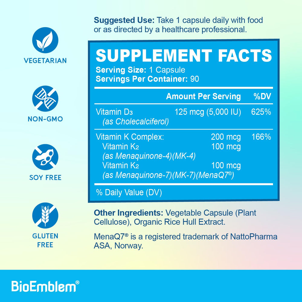 BioEmblem bottle with capsules pouring into hand for easy daily use.