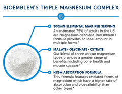 BioEmblem Triple Magnesium ingredients panel emphasizes transparent mineral blend