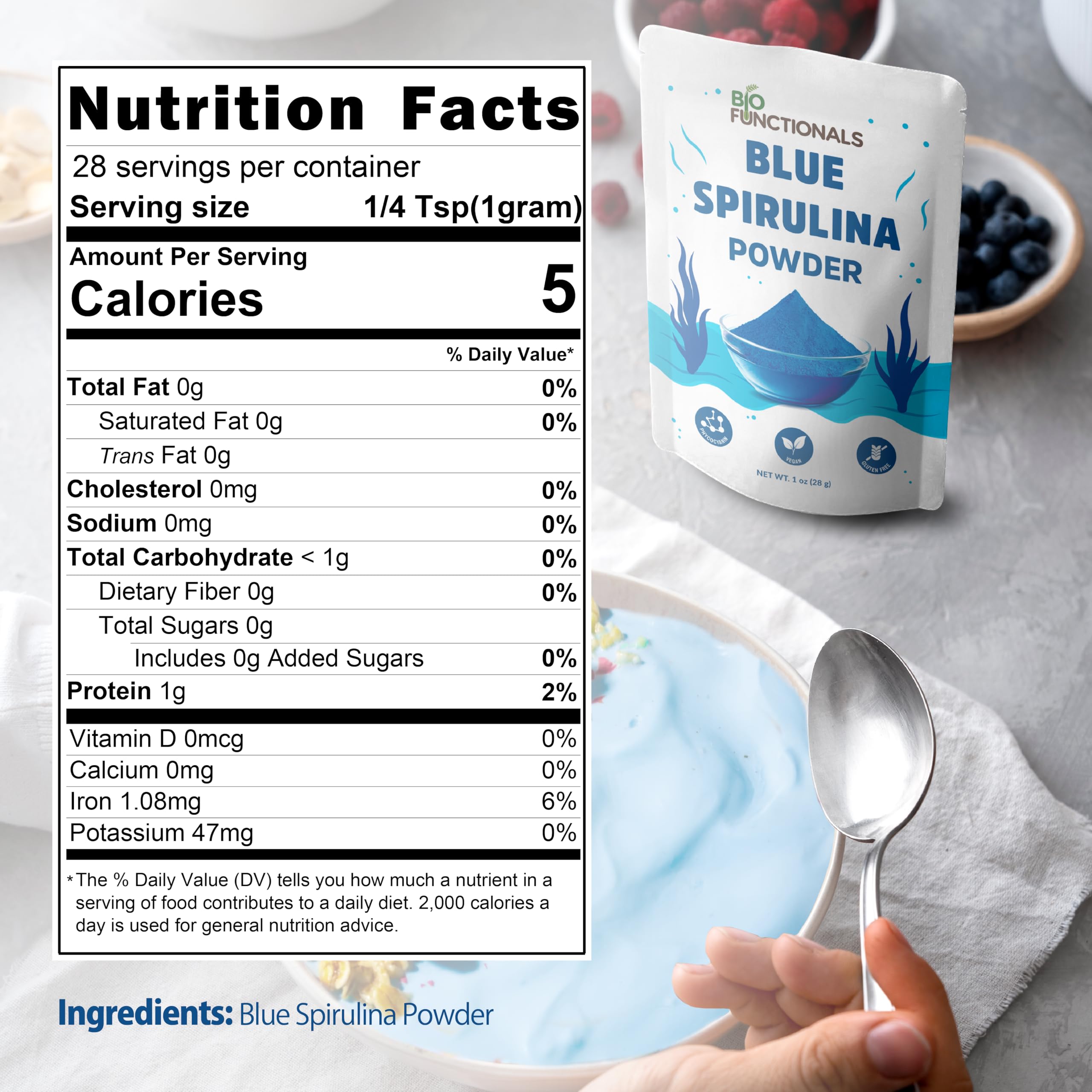 Biofunctionals blue spirulina powder baking brightens desserts with nutrition