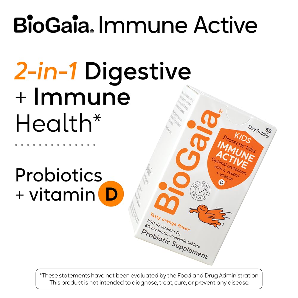Close-up of BioGaia Immune Active Kids orange chewables