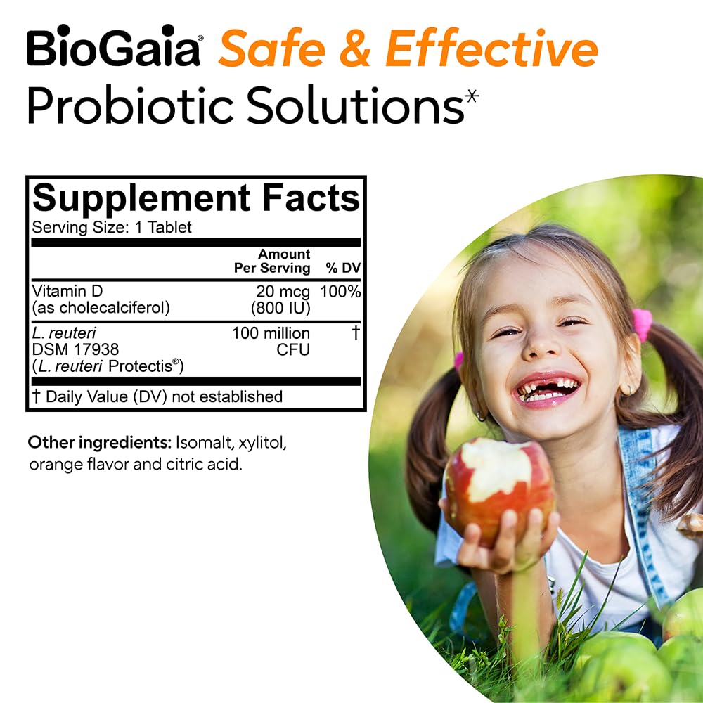 Child tasting BioGaia Immune Active Kids orange chew