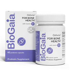 BioGaia Osfortis bottle with capsules for daily bone and GI wellness.