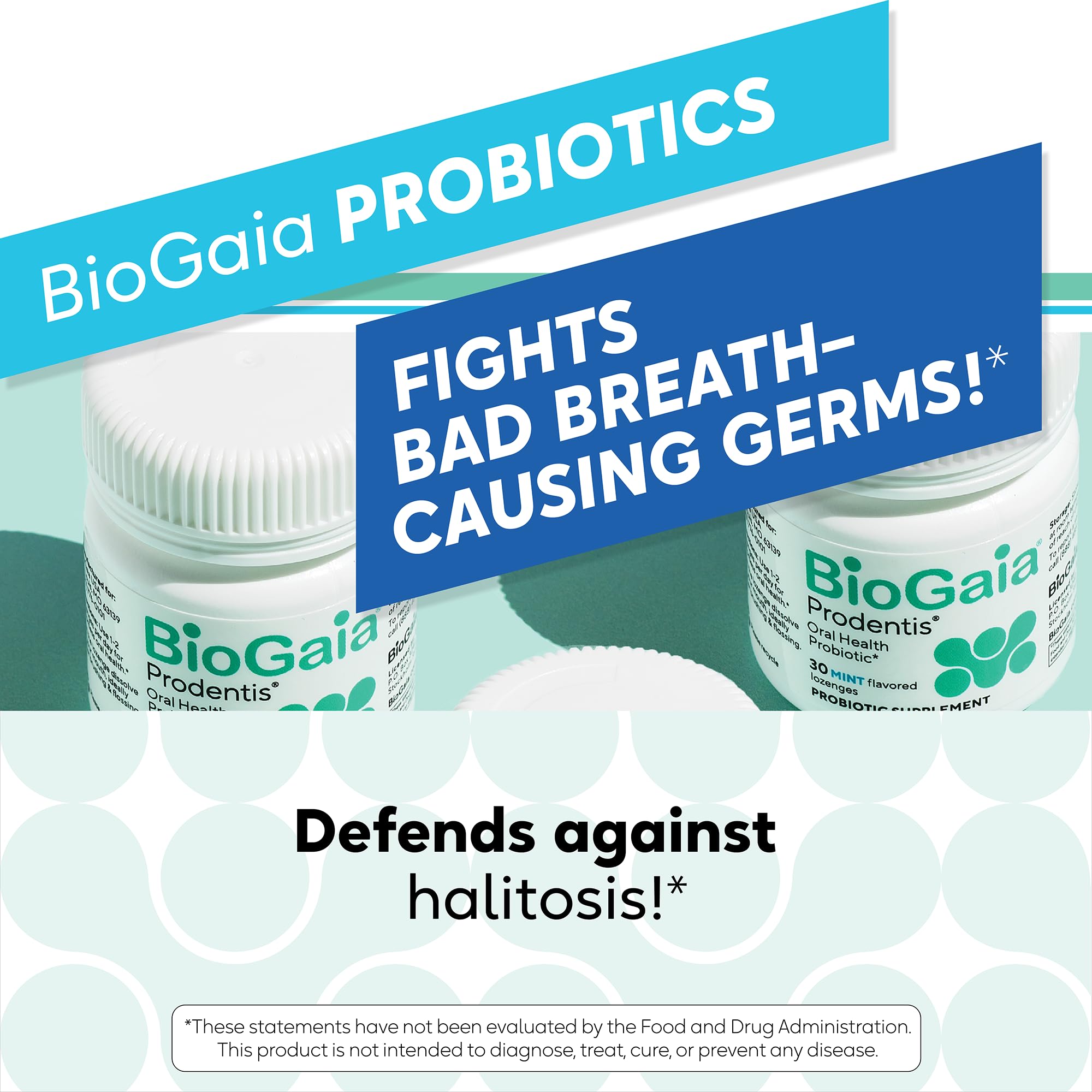 Open package reveals a BioGaia Prodentis display for easy access.