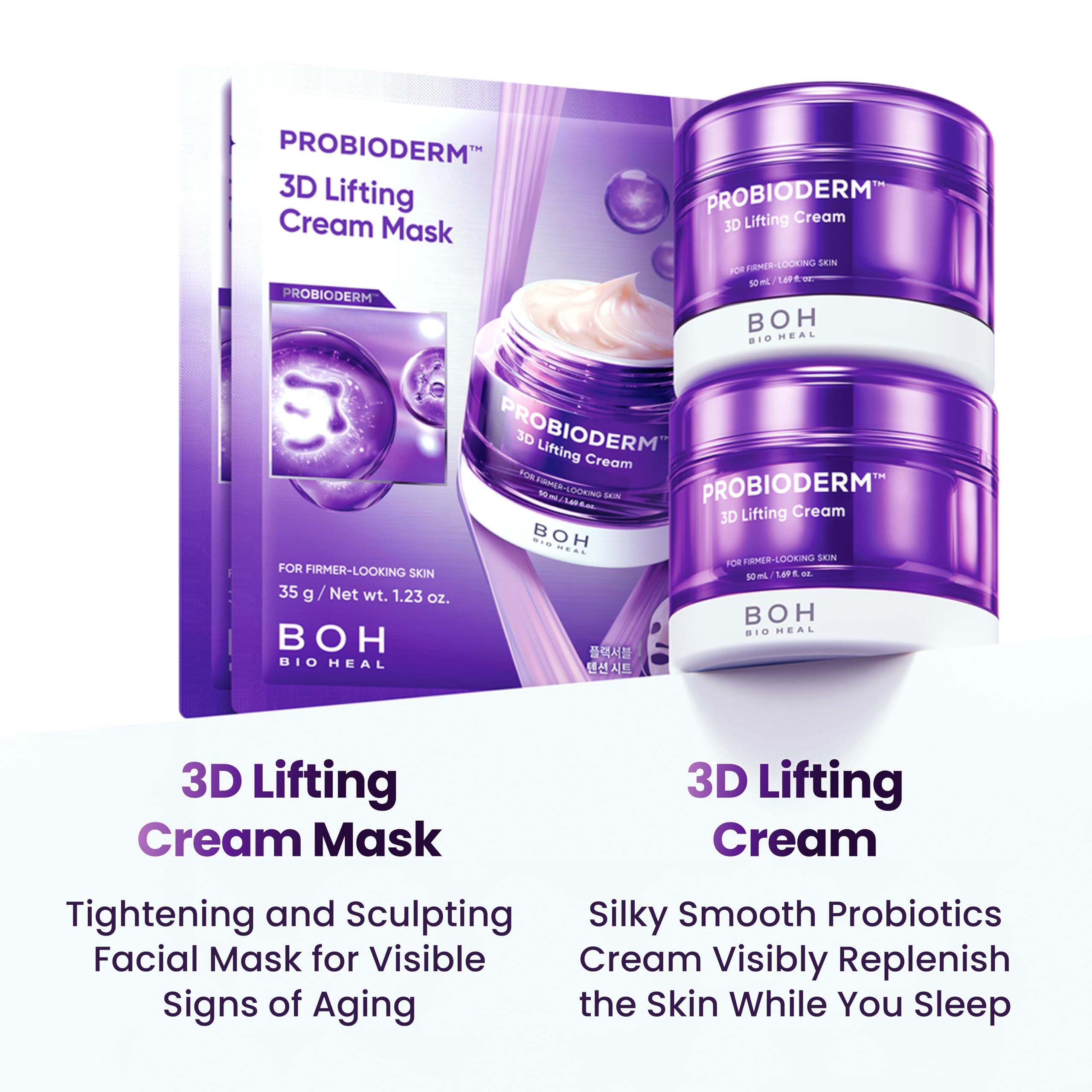 BIOHEAL BOH Probioderm 3D Lifting Cream application close-up.