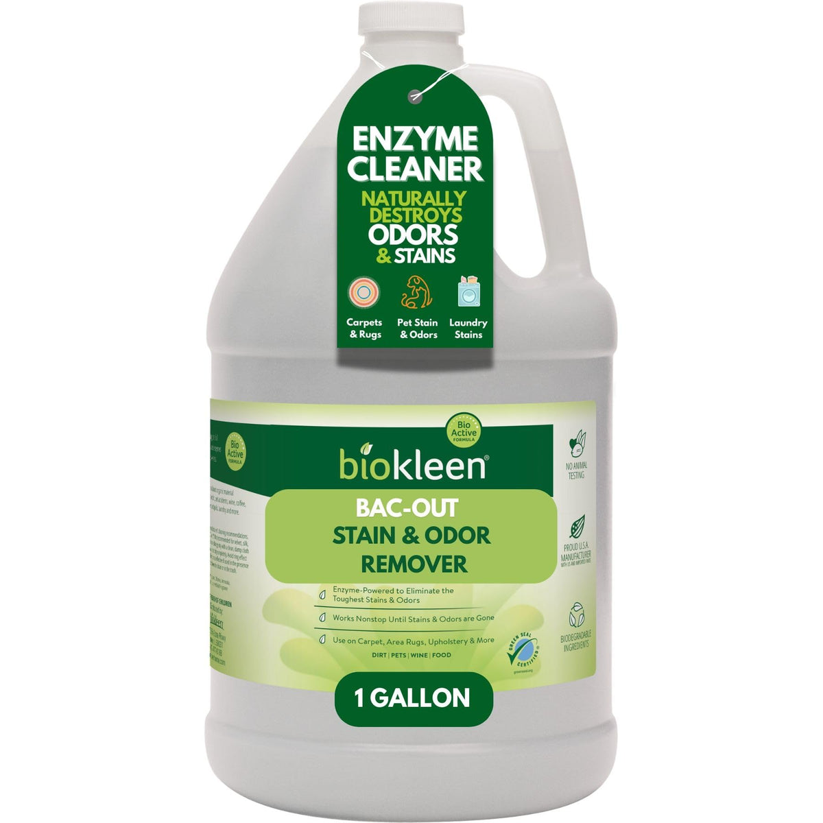 Biokleen Bac-Out targets pet stains to refresh carpets.