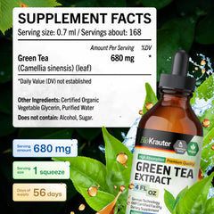 BIO KRAUTER Green Tea Extract liquid poured into water for easy ingestion
