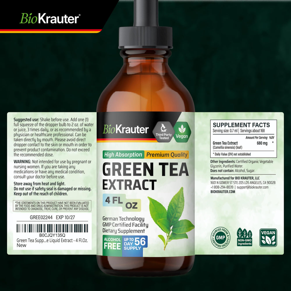 BIO KRAUTER Green Tea Extract dropper ready to mix into beverages