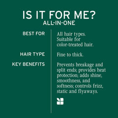Biolage All-In-One with coconut oil micro-dosed formula for hydration.