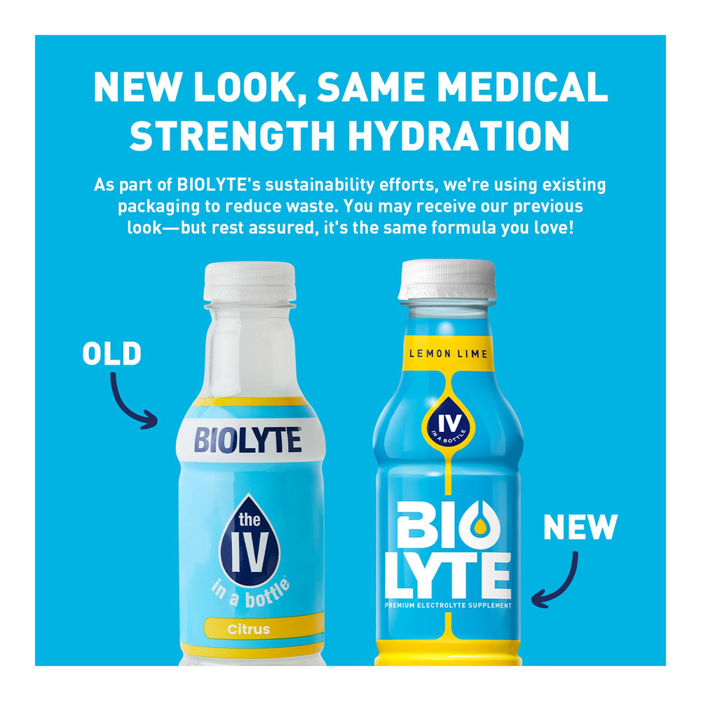 BIOLYTE Lemon Lime being poured, immediate hydration potential after workouts