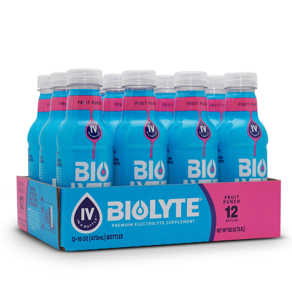 BIOLYTE Fruit Punch bottle for on-the-go hydration.