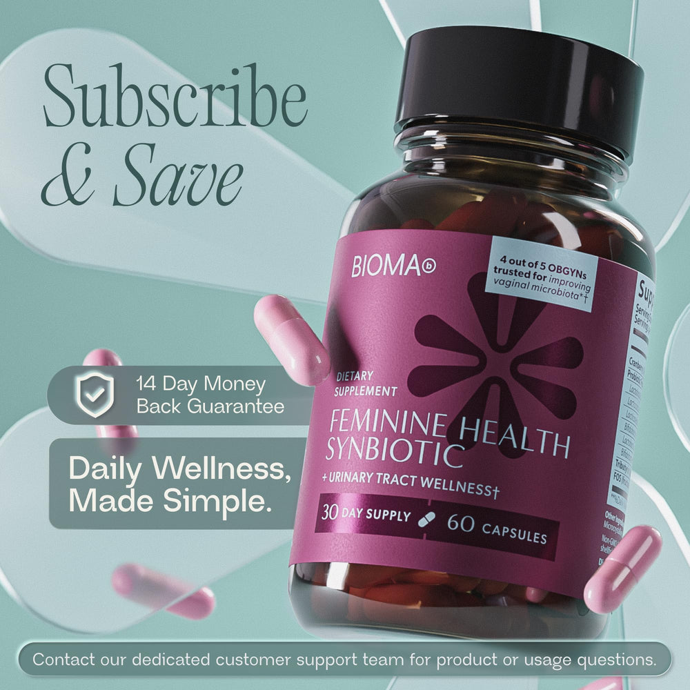 BIOMA label details showing cranberry and tributyrin ingredients.