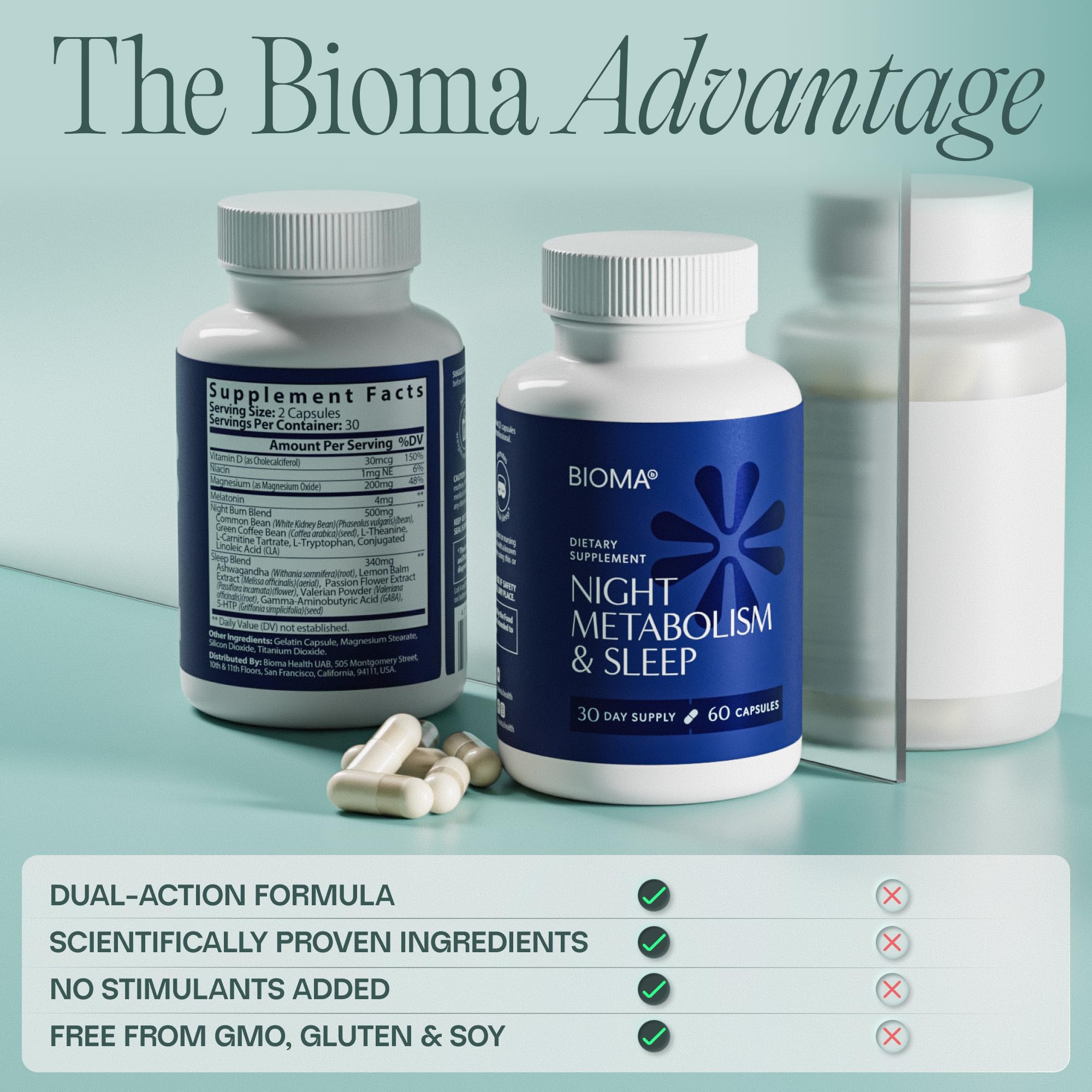 Close shot of Mood and Sleep blend ingredients like ashwagandha and 5-HTP.