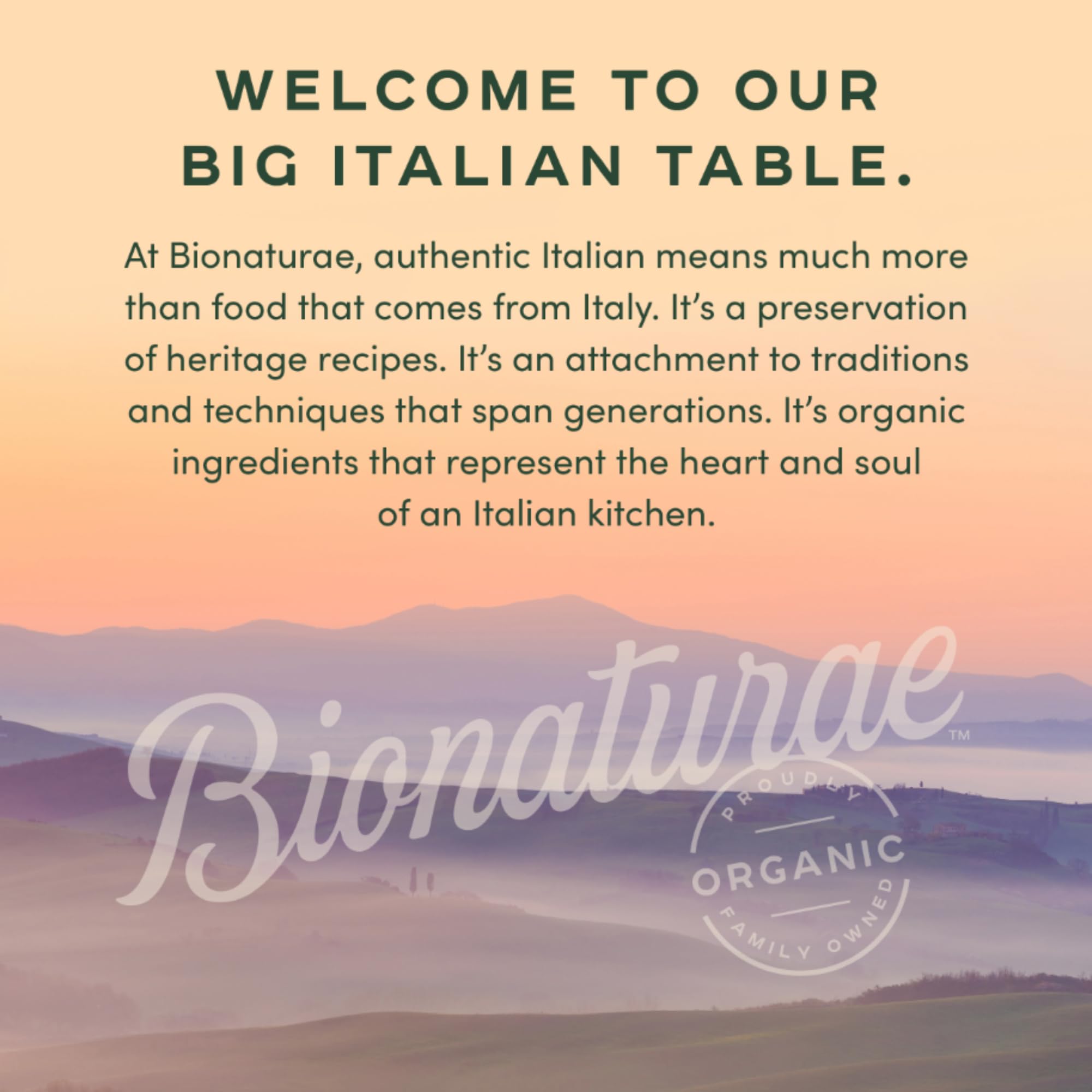 Bionaturae bronze-die texture spaghetti highlights rustic surface.