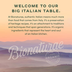 Bionaturae bronze-die texture spaghetti highlights rustic surface.