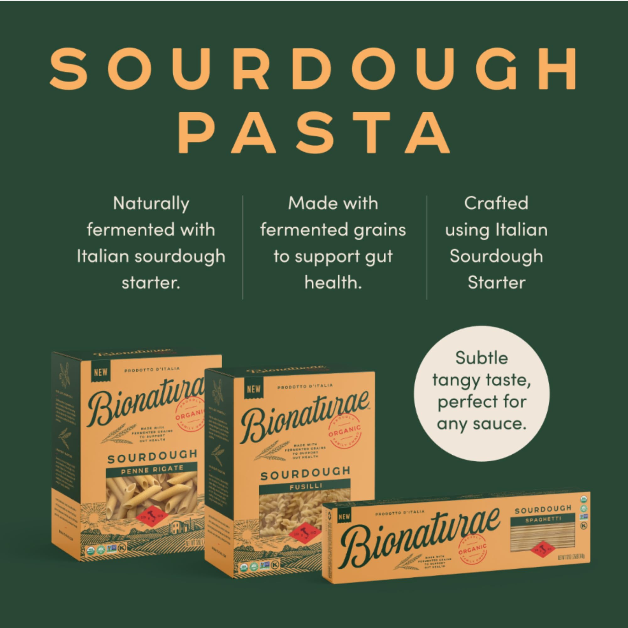 Bionaturae spaghetti shown with sauce demonstrates versatile serving ideas.