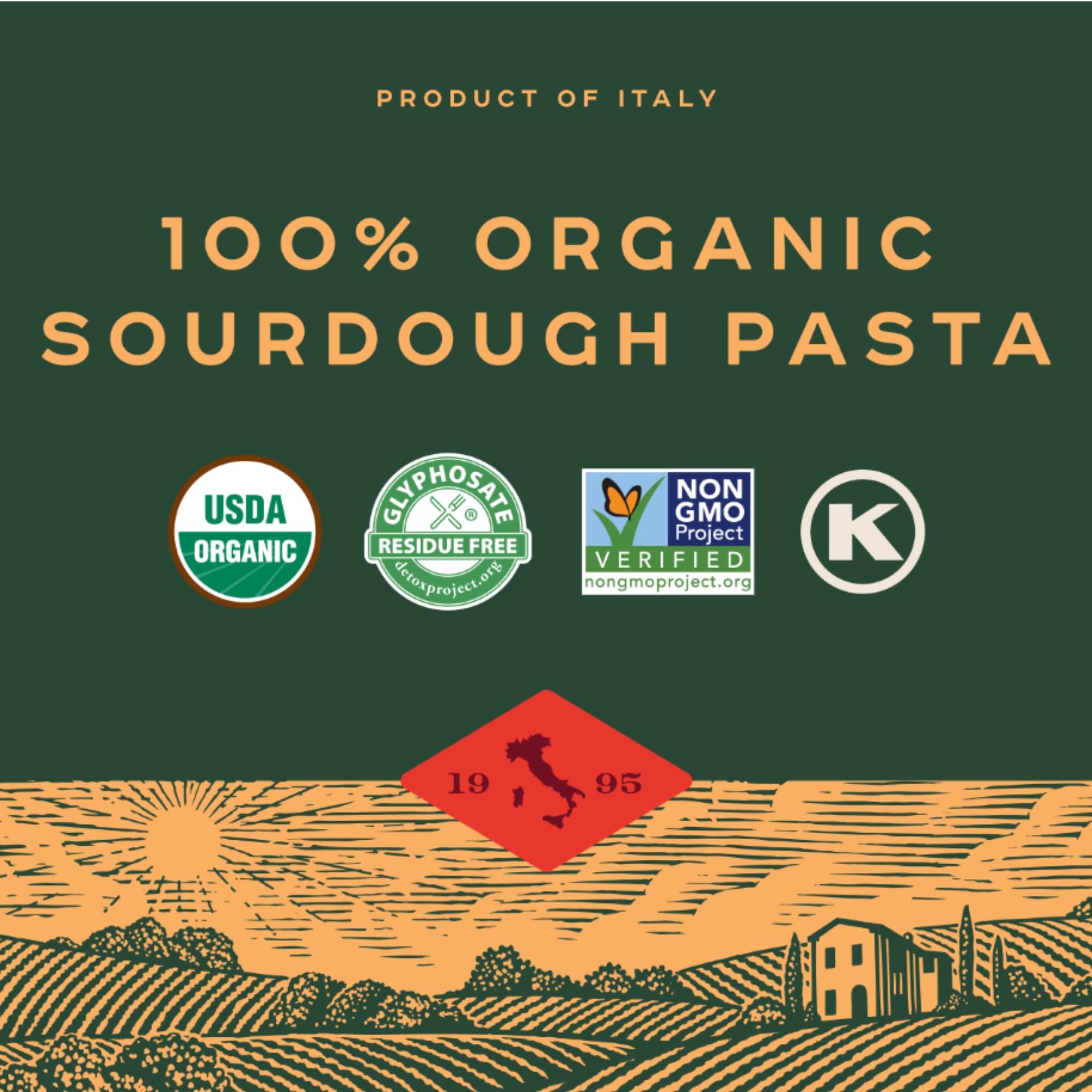 Bionaturae spaghetti package emphasizes quality and traditional craft.
