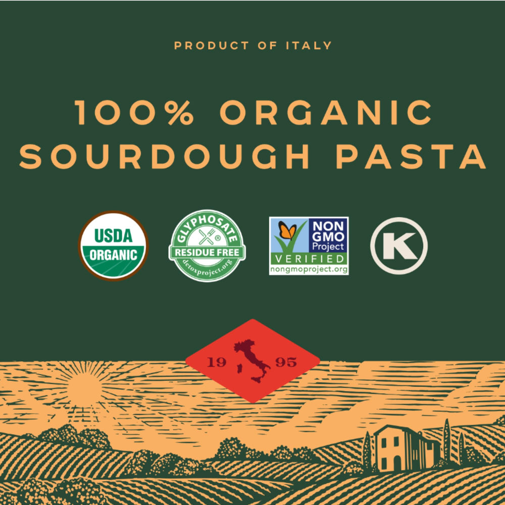Bionaturae spaghetti package emphasizes quality and traditional craft.