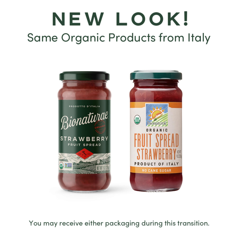 Bionaturae strawberry spread jar front with premium, small-batch packaging.