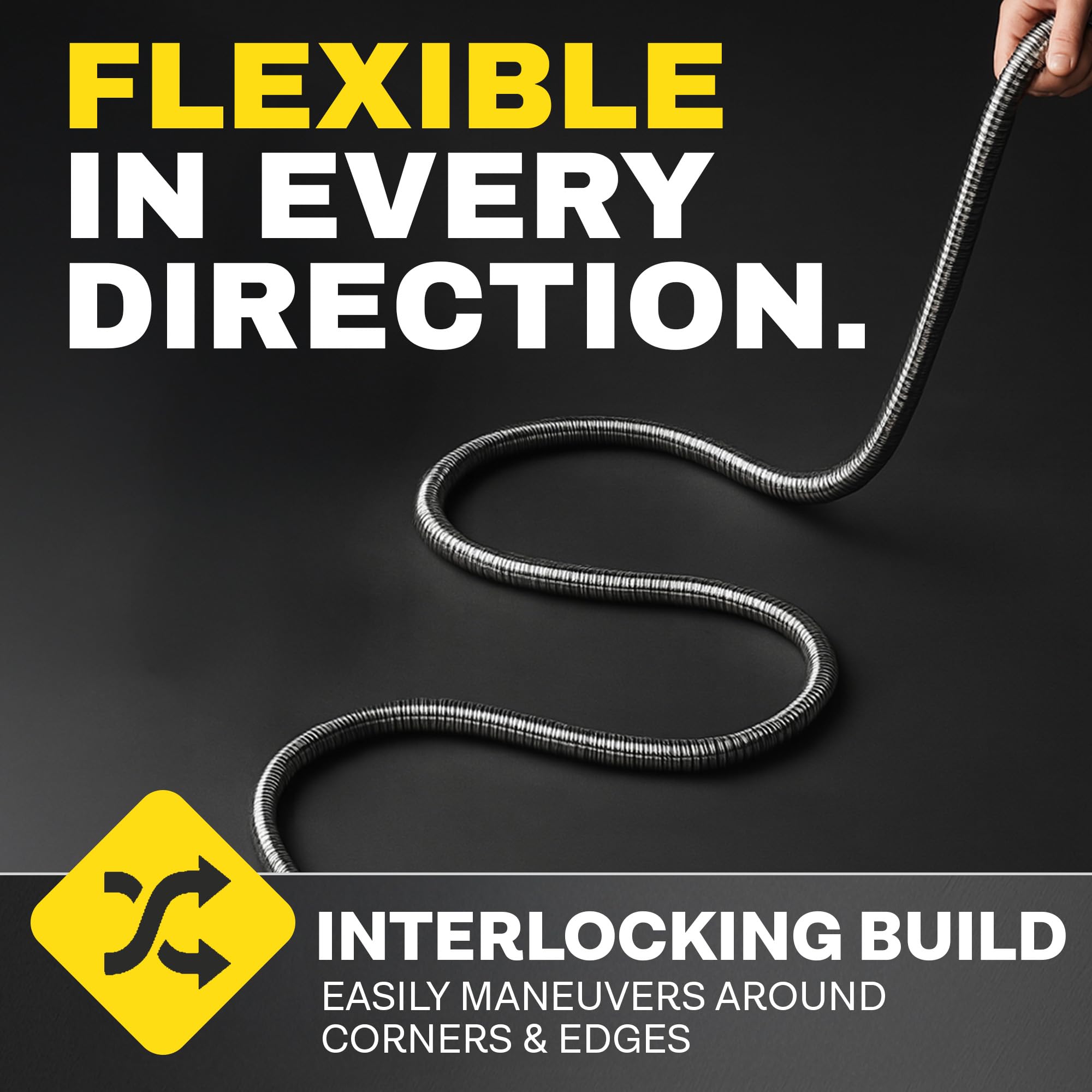 BIONIC STEEL non-kink design lays flat and coils for easy storage.