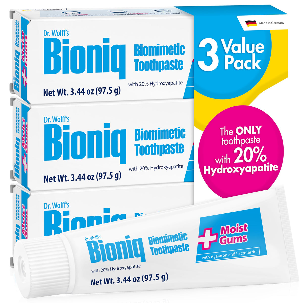 Bioniq Plus Gum Formula 20% BioHAP paste close-up for enamel care