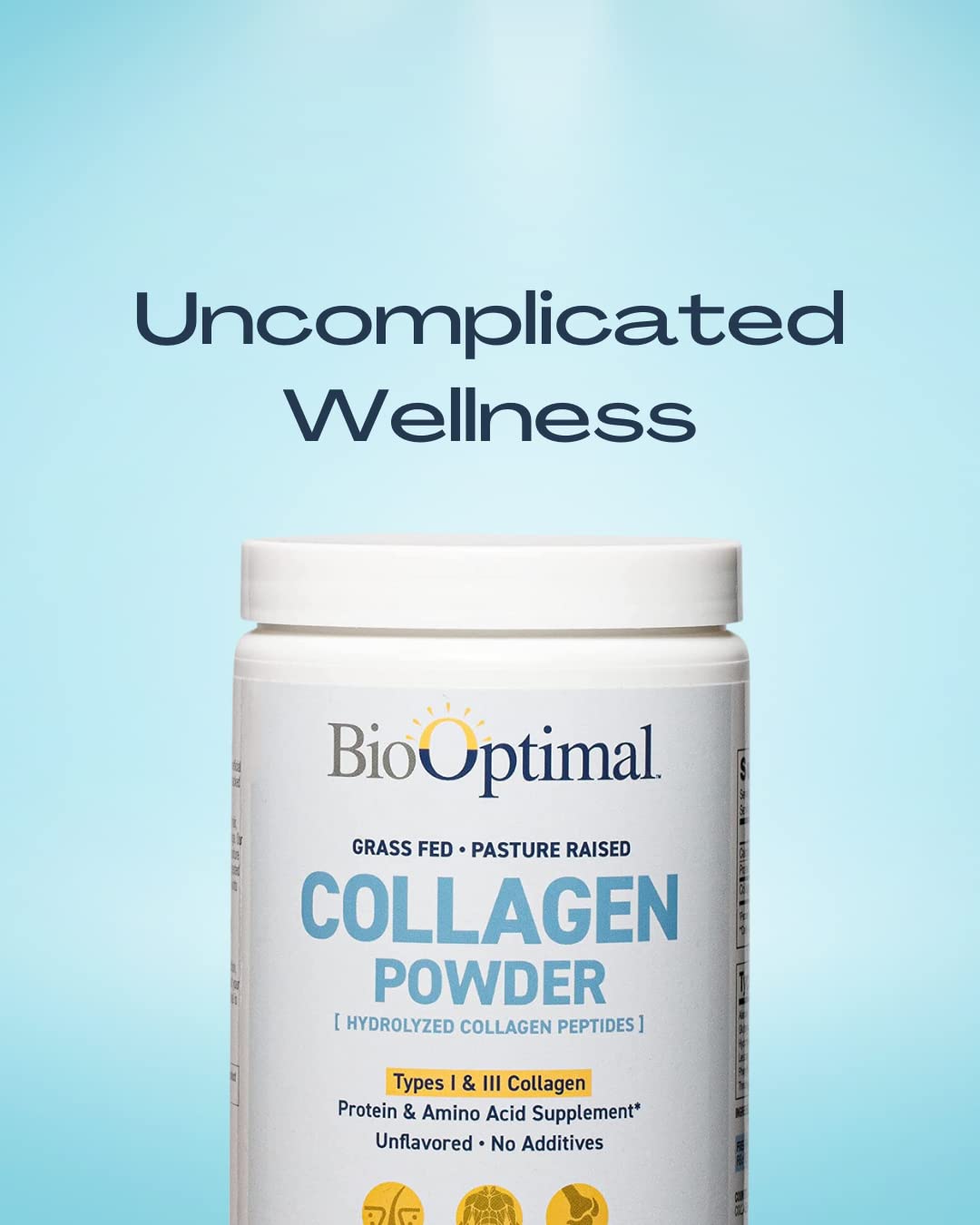 BioOptimal Collagen Peptides Powder unflavored pour into glass or bottle