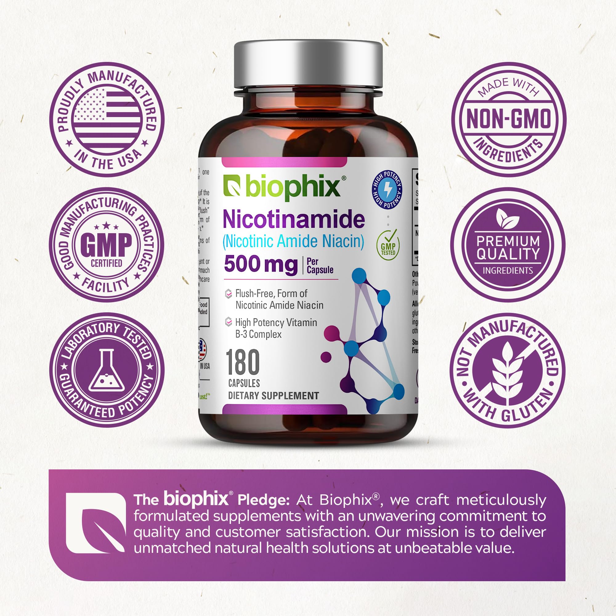 Biophix B-3 Nicotinamide daily-dose reminder emphasizes NAD precursor support for energy