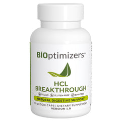 BIOptimizers HCL Breakthrough bottle front supports digestion and protein breakdown.