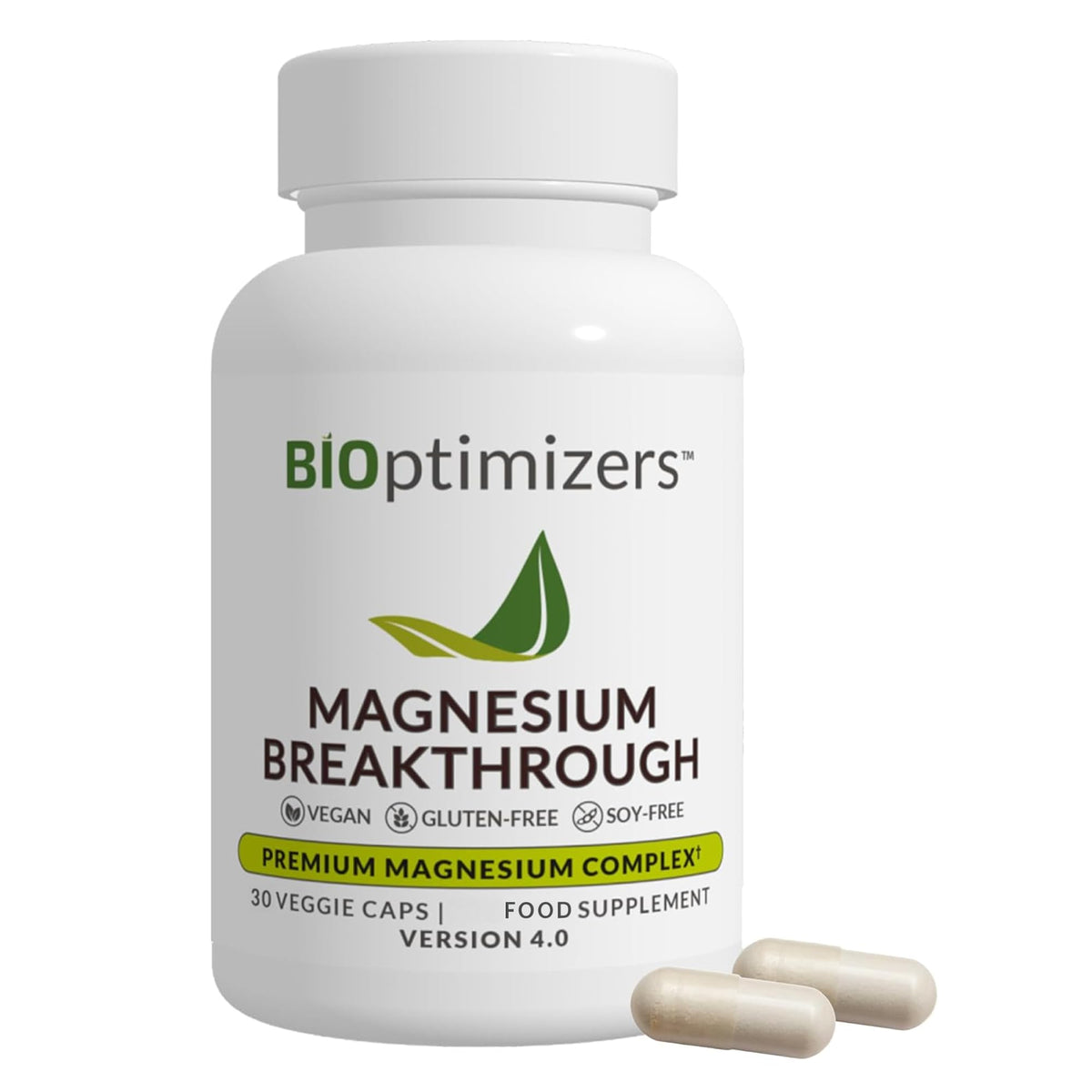 BIOptimizers Magnesium Breakthrough bottle front showing sleep support.