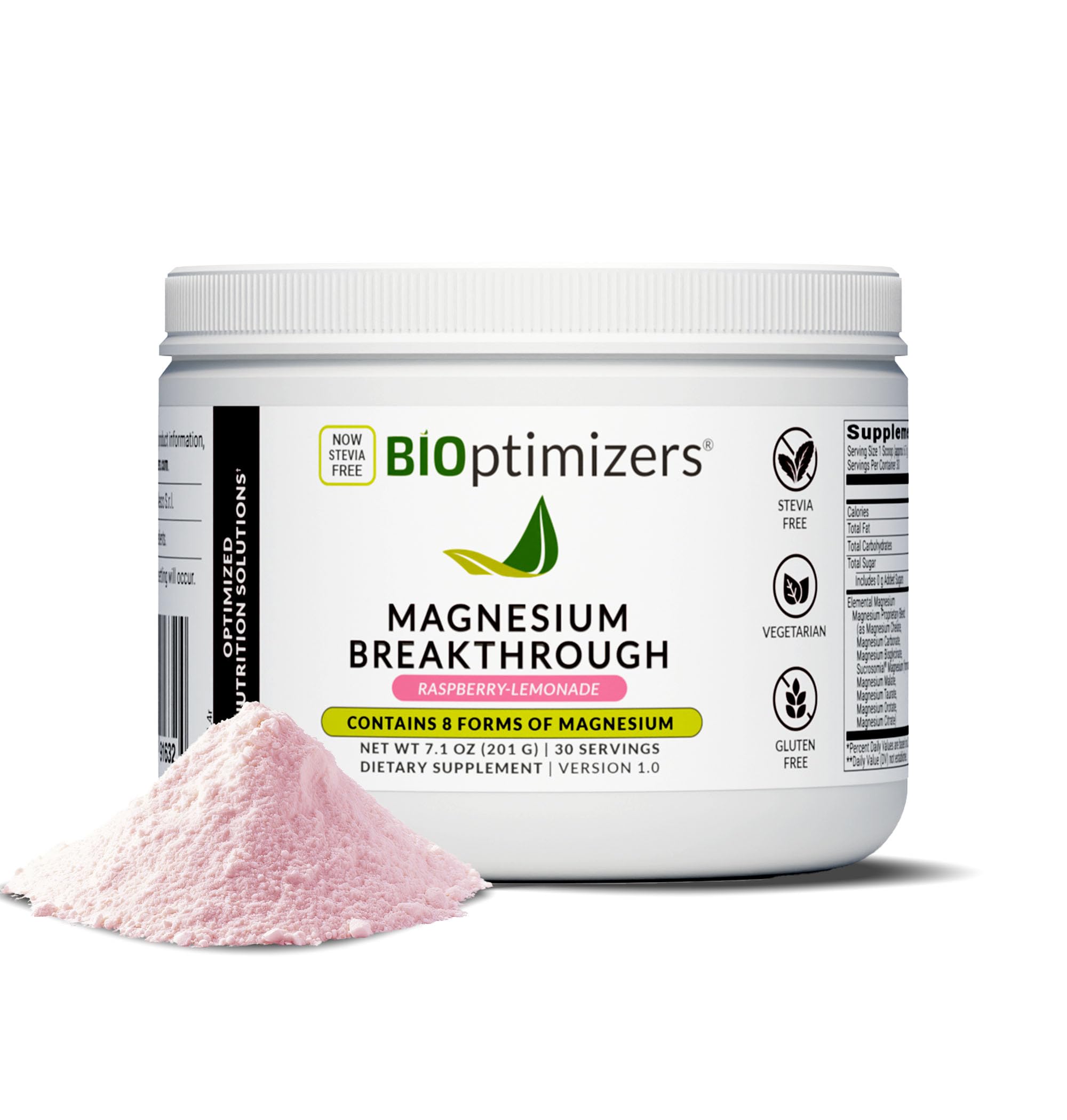 BIOptimizers Magnesium Breakthrough Drink bottle Raspberry Lemon for daily hydration and mineral balance.