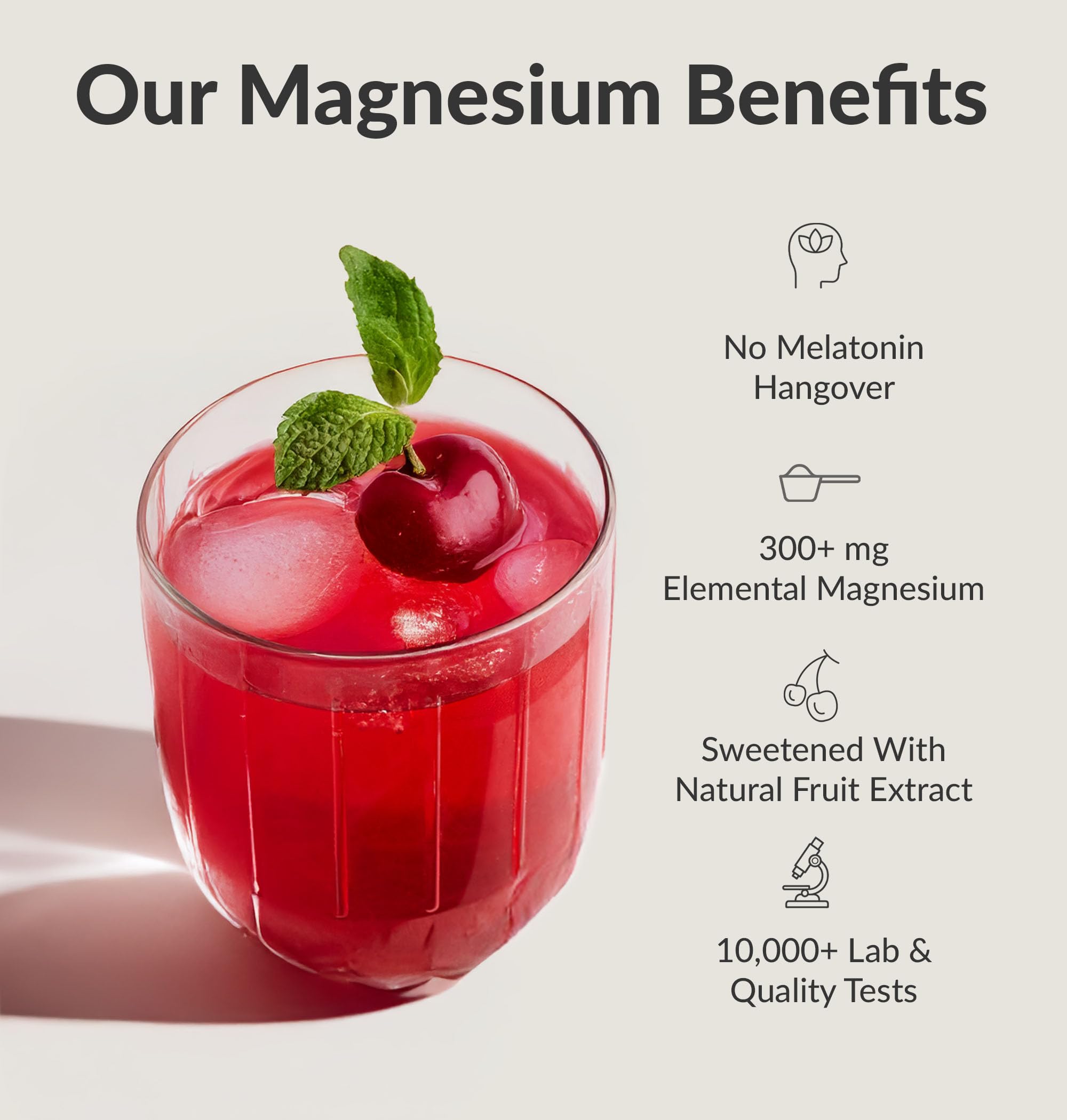 BIOptimizers Magnesium Breakthrough Drink label closeup highlights organic ingredients and bioavailability.