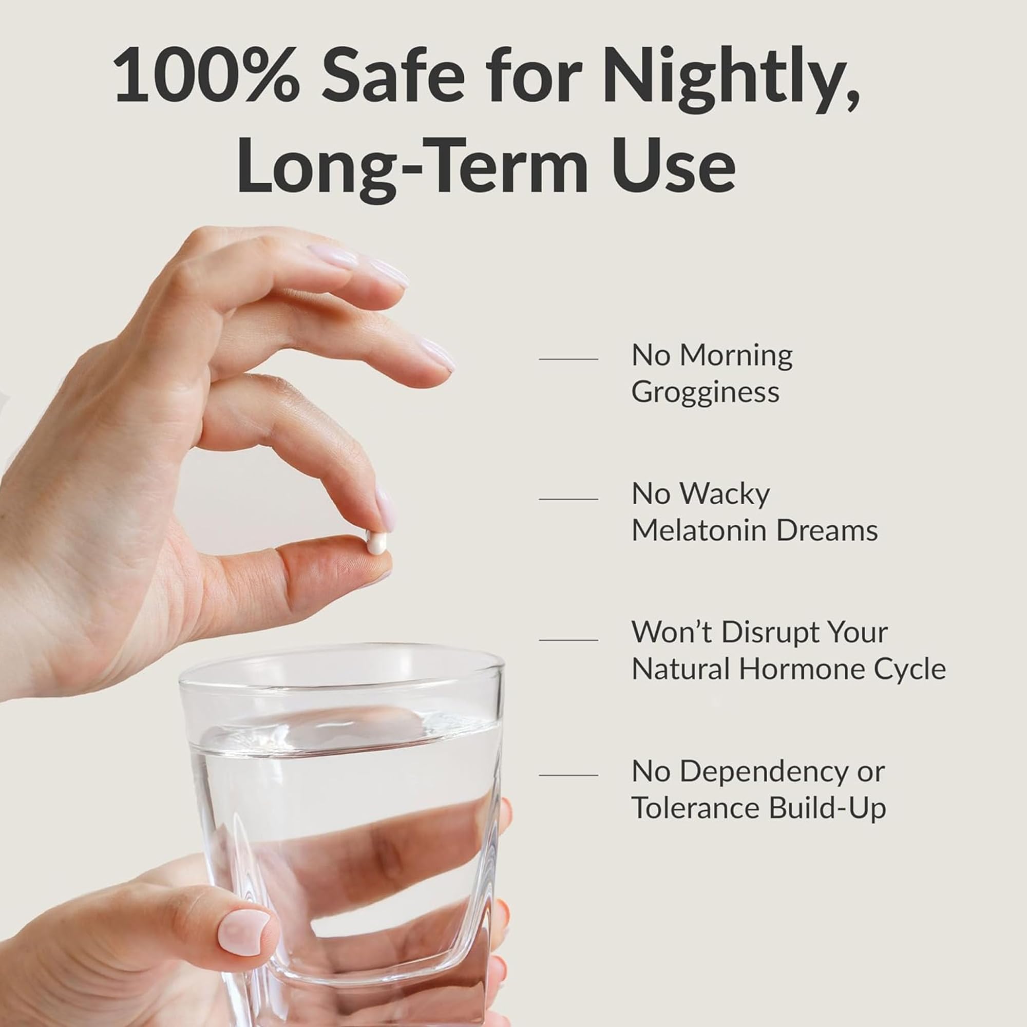 BIOptimizers Sleep Breakthrough capsules beside a dim lamp evokes calm prep