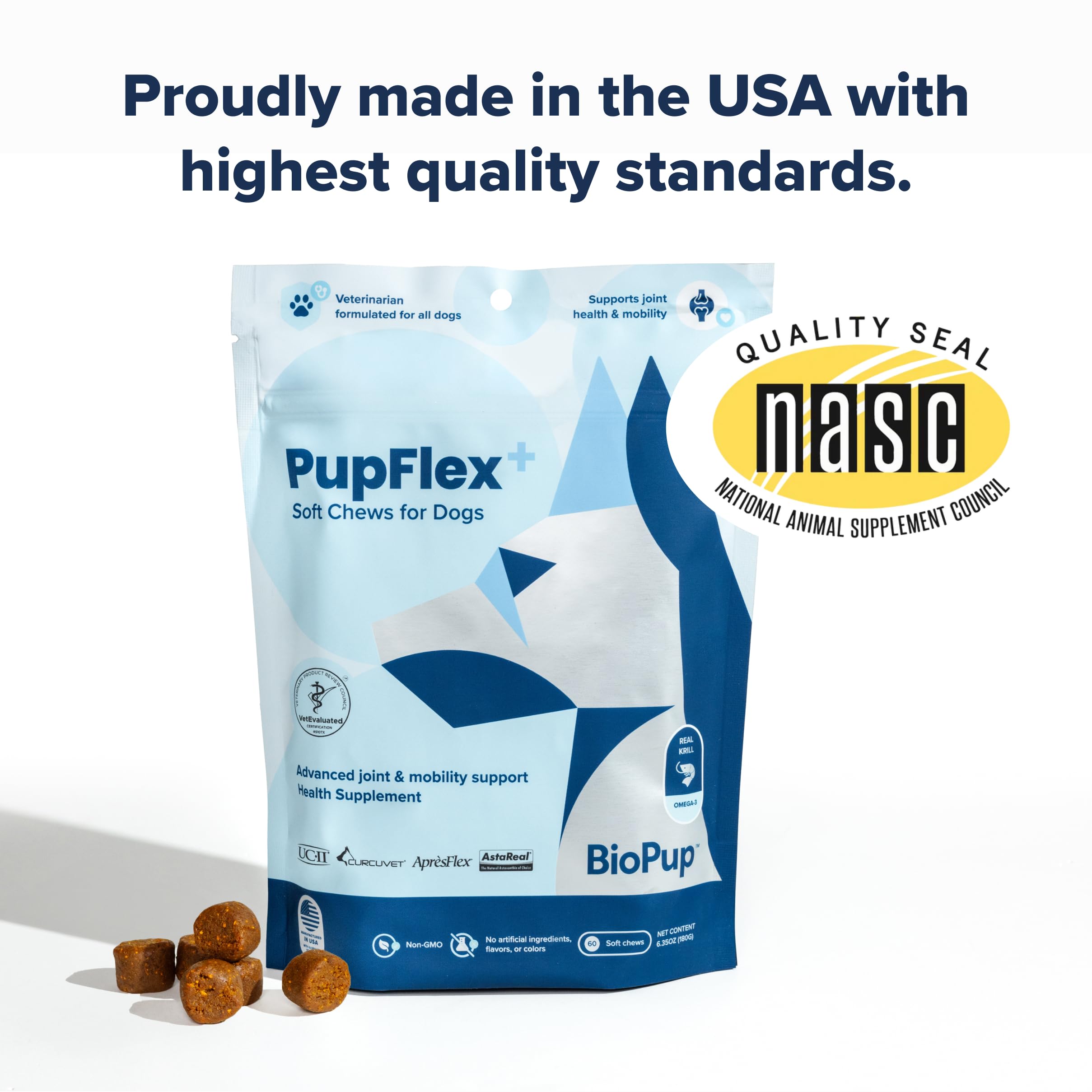 Antarctic QRILL omega-3 sources highlighted in PupFlex+.
