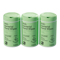 Biopure antibacterial hand wipes canister front view showing clean label.