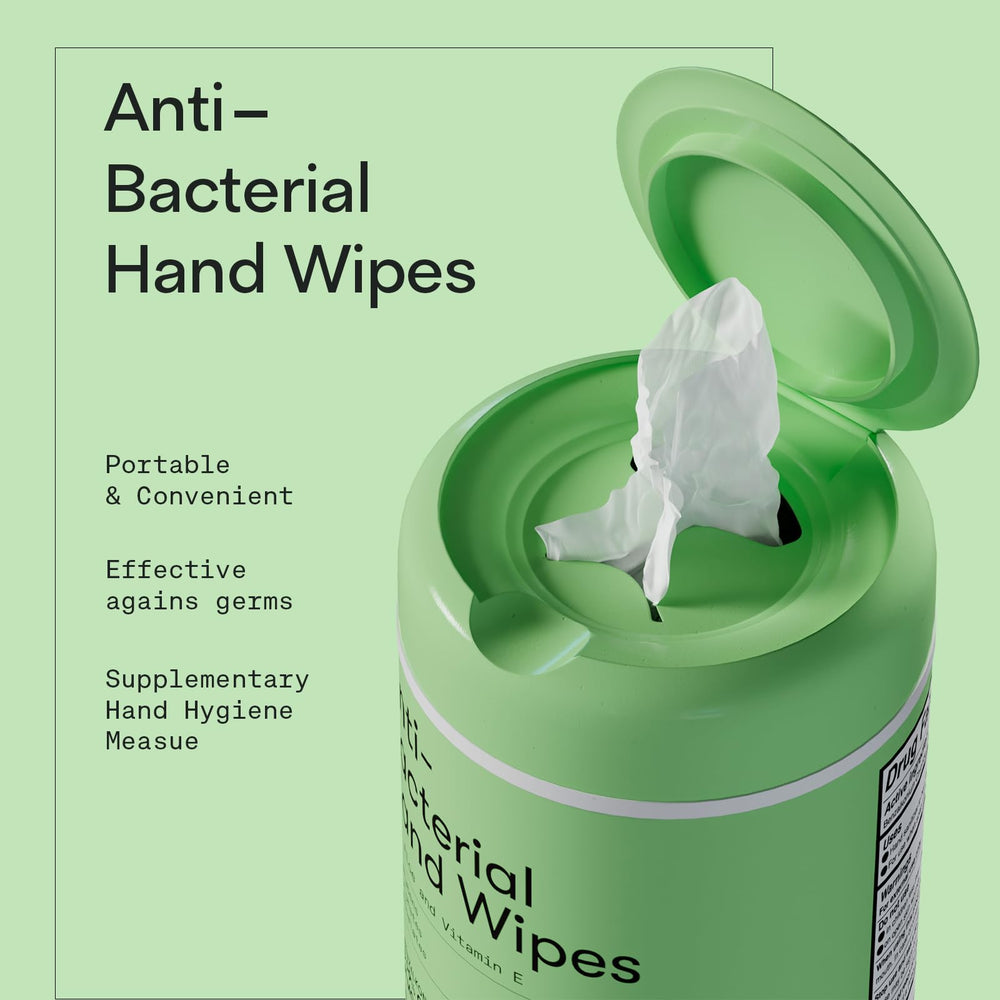 Biopure antibacterial wipe dispensed with aloe and vitamin E.