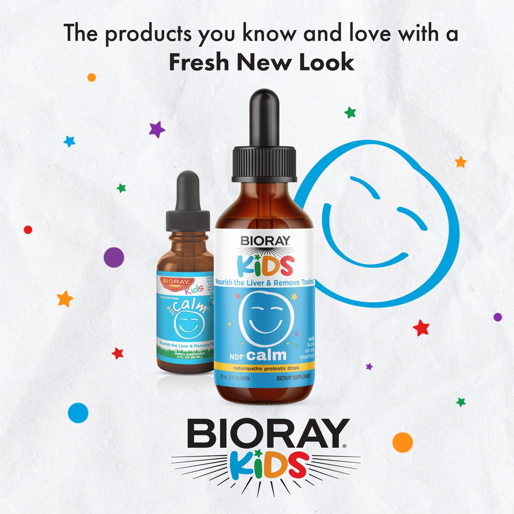 Packaging of BIORAY Kids NDF Calm Vanilla product showing branding and vanilla flavor