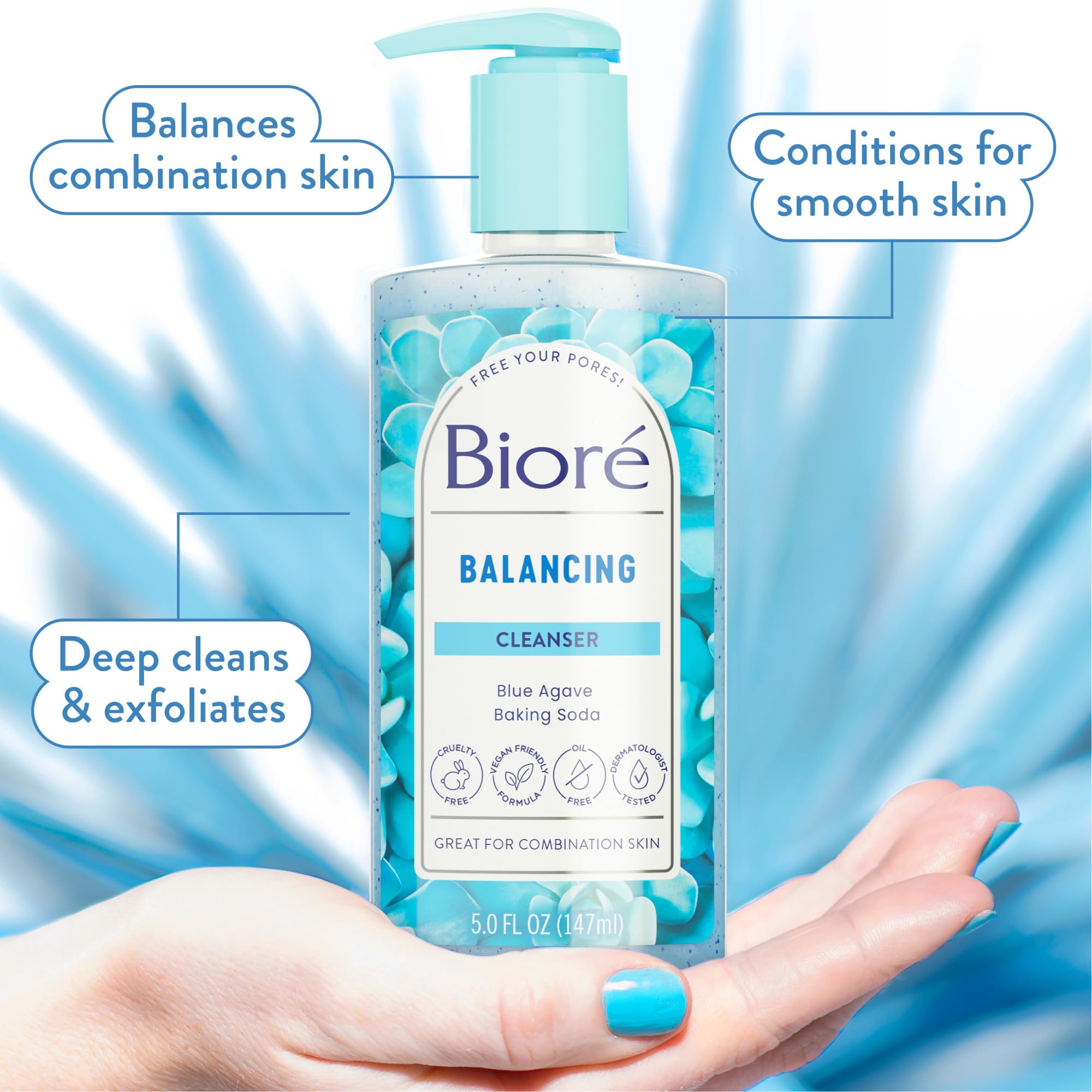 Bioré Balancing Face Wash bottle highlights convenient packaging for on-the-go cleansing.