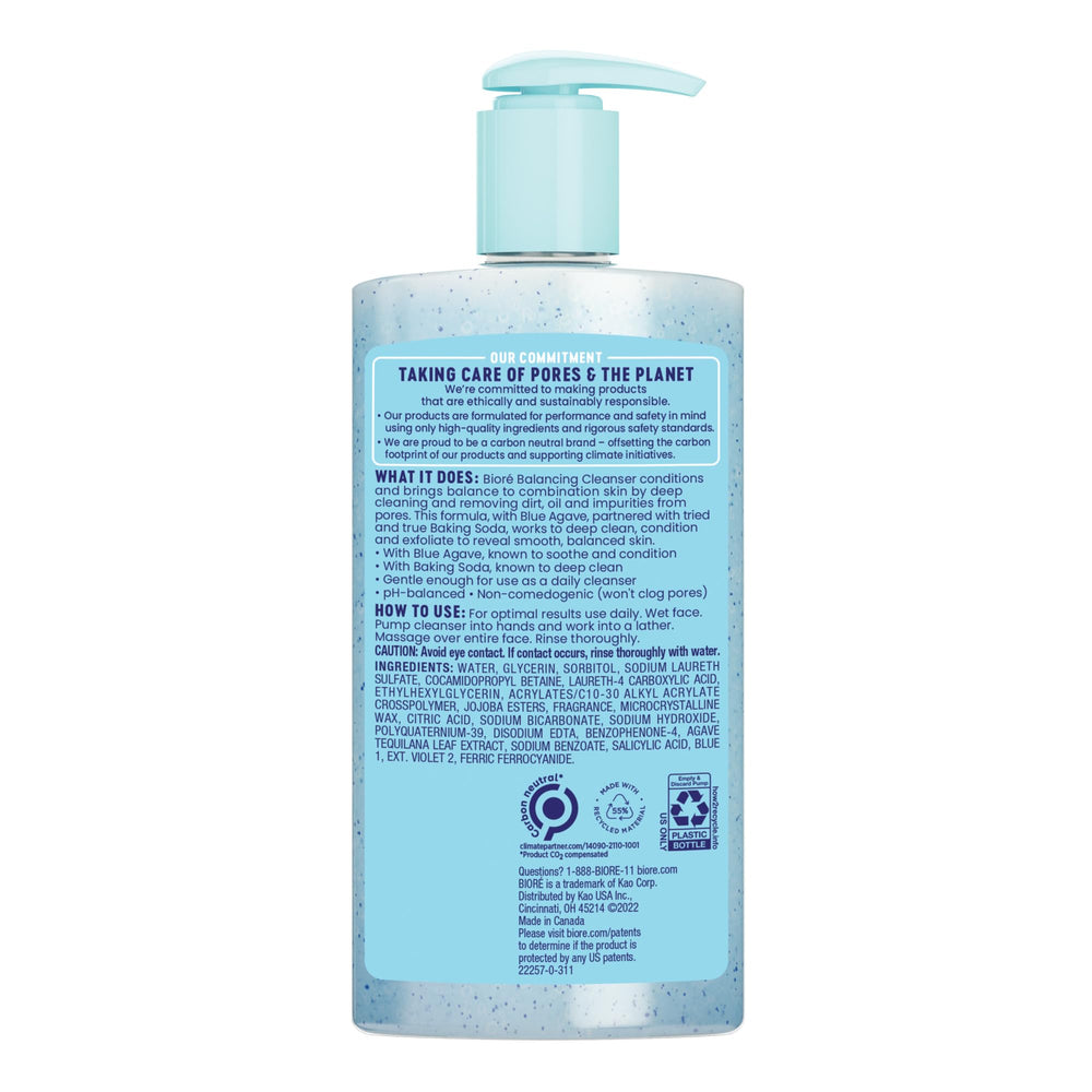 Bioré Balancing Face Wash foaming action ready for daily use.