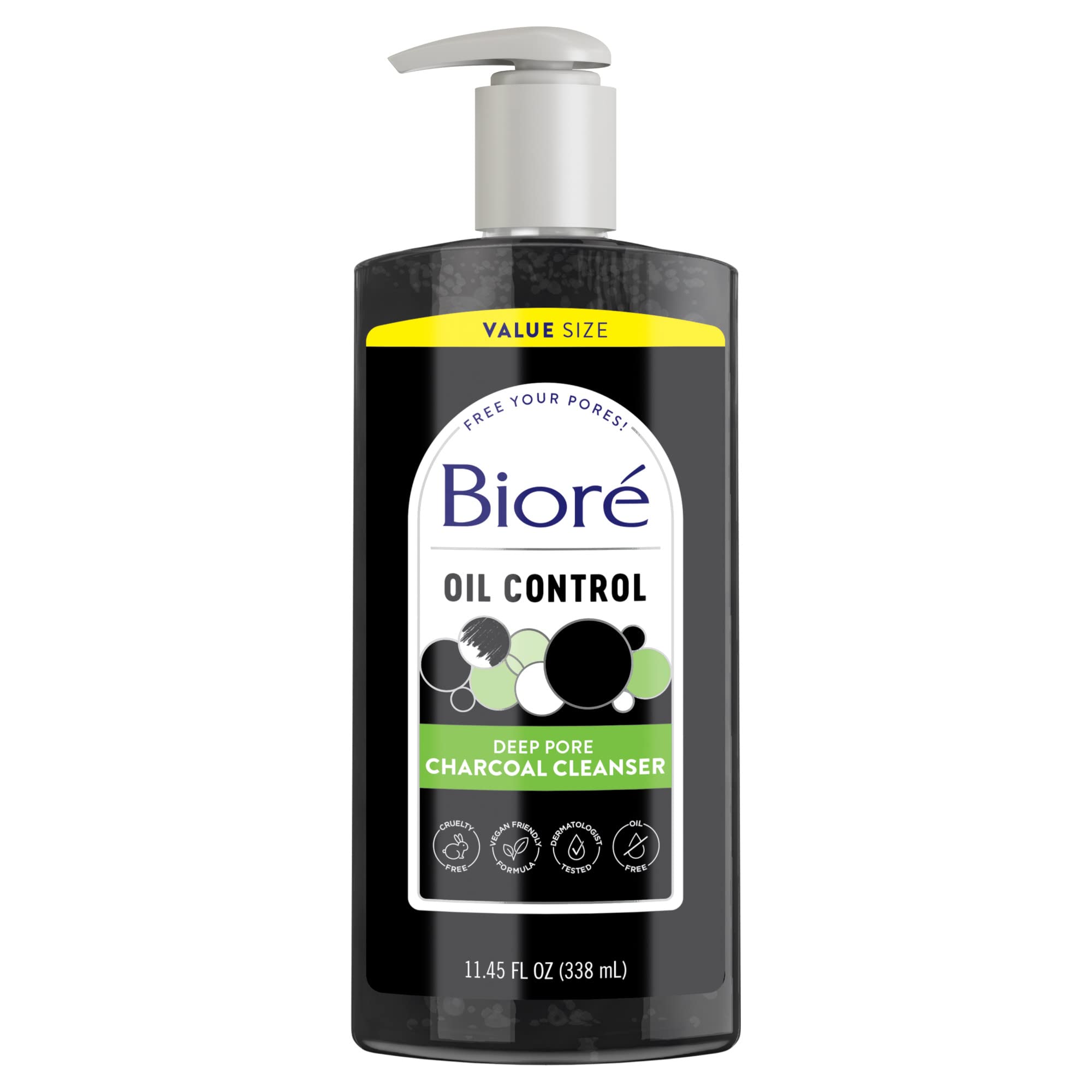 Biore Deep Pore Charcoal Face Wash bottle illustrating deep cleansing for clearer pores.