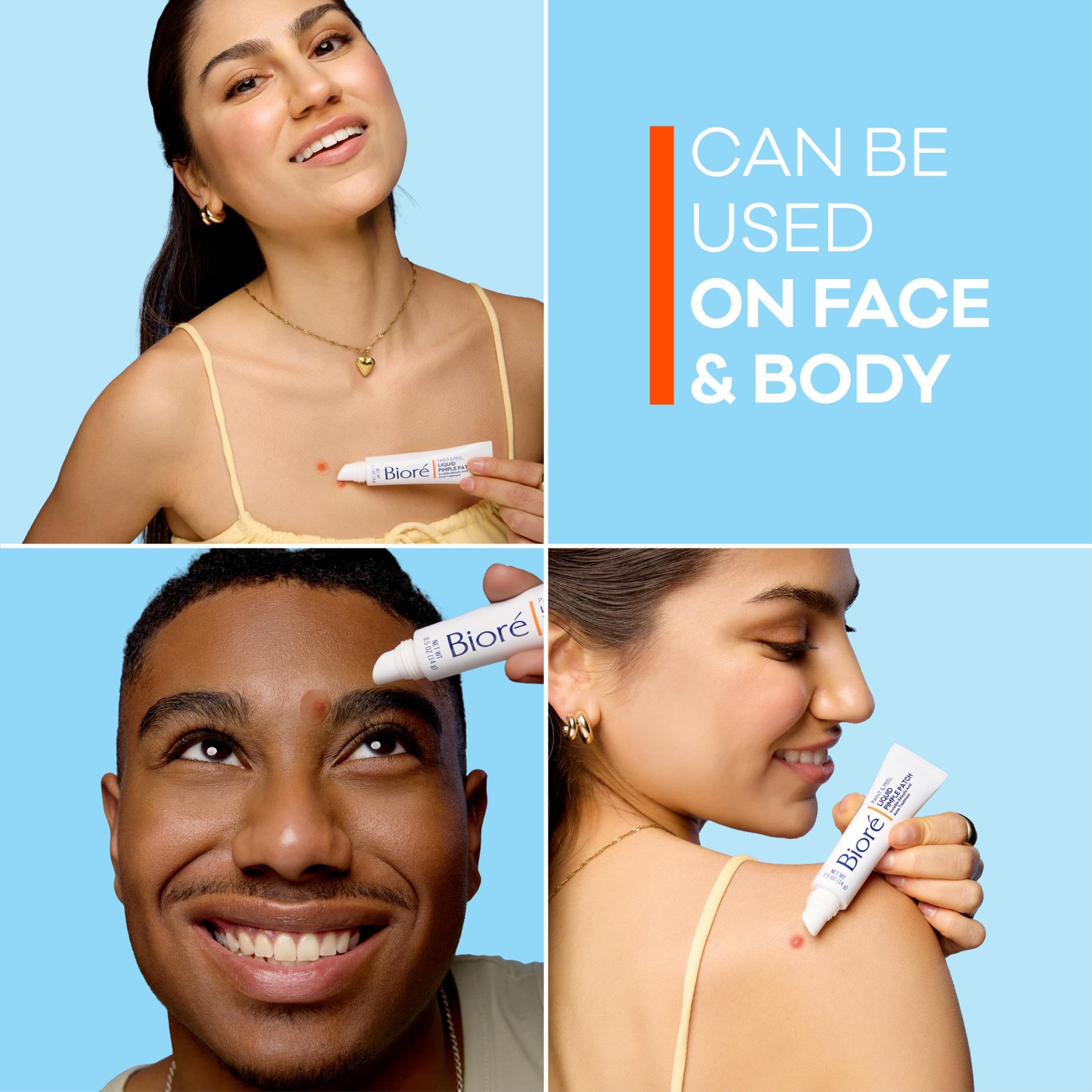 Biore invisible patch on cheek demonstrates daytime-friendly care.