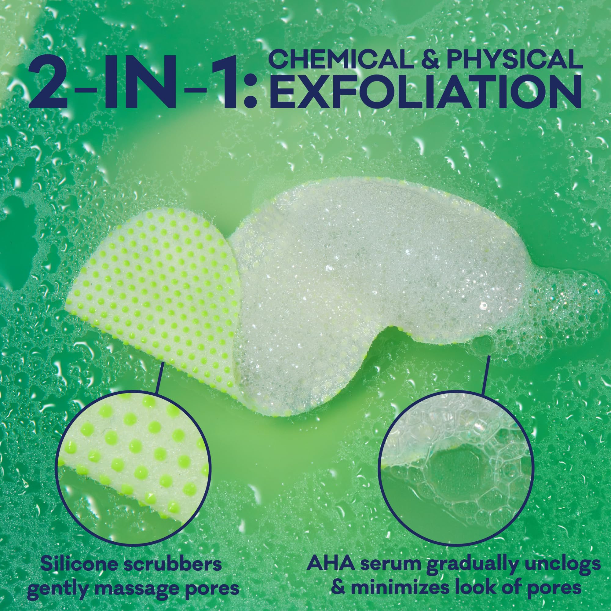 Biore nose mask application shows 2-in-1 exfoliation