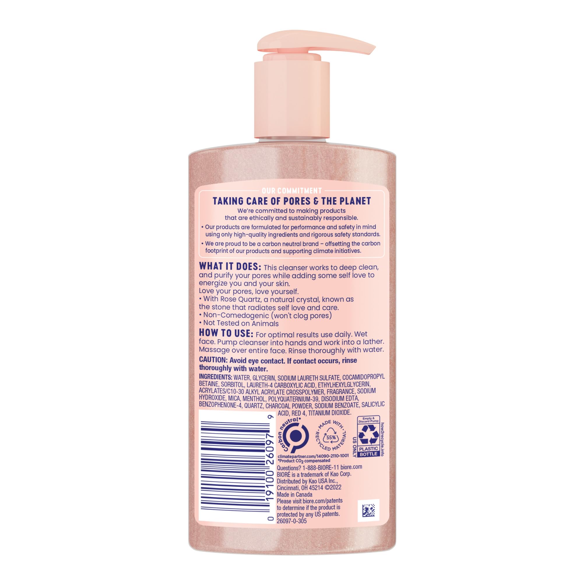 Oil-free Biore formula close-up indicating non-clogging daily use benefits.